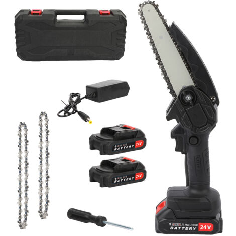 Mini Tronçonneuse 6 Pouces Sans Fil - Avec 2 Batteries 1500mAh | Portable Pour Jardin Et Bois
