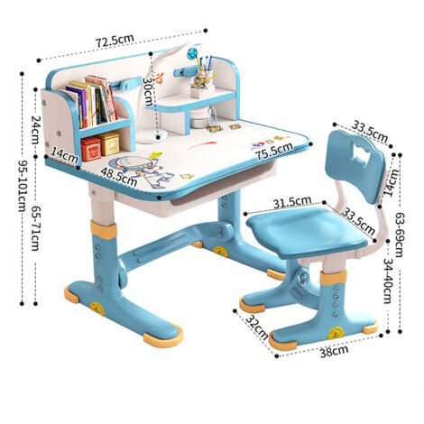 Chaise De Bureau Pour Enfants Avec Hauteur Réglable, Accoudoirs Et Repose Pieds Chaise De Bureau Pivotante Avec Roulettes Bleu 90037220