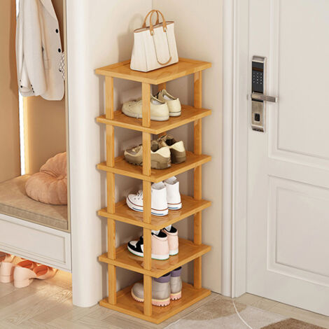 Étagère à Chaussures - 6 étagères - Bois massif - Contemporain - Design