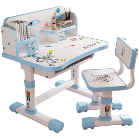 Ensemble Table et Chaise pour Enfant avec Lampe Ajustable, Support de Lecture et Tiroir, Bureau Multifonctionnel Réglable en Hauteur avec Plateau Inclinable (1/5)