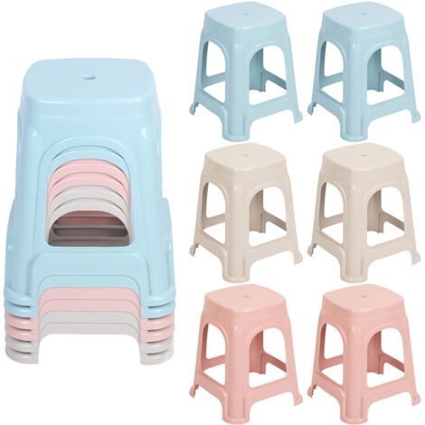 Lot de 6 Chaises de salle à manger, tabourets décoratifs flexibles pour intérieur et extérieur, chaises de classe rondes pour la maison, le bureau, l'école (2 pièces roses, 2 pièces bleu clair, 2 pièc (1/5)