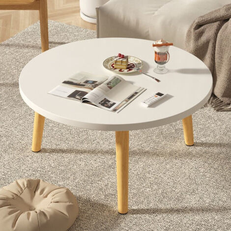 MINI Table basse Ronde 60CM, Table d'Appoint Basse à 3 Pieds,Blanc (1/5)