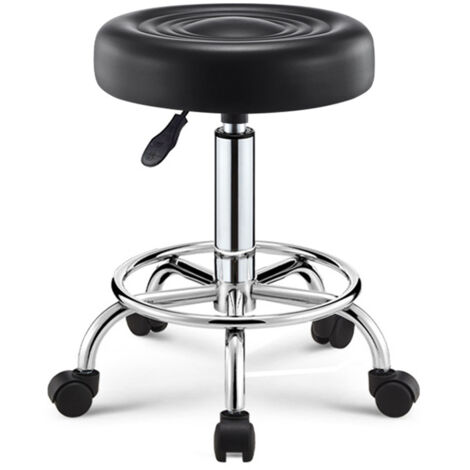 FLASIDU Tabouret de bar, pivotant et relevable, avec poulies mobiles, 32×32×45cm, noir. (1/5)