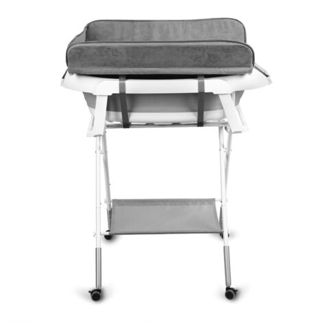 Baignoire pour animaux deux en un avec table de soins, 3 niveaux de hauteur, roulettes pour une mobilité aisée, gris. (1/5)