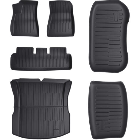 Tapis de voiture FLASIDU TPE 6 pièces, adaptés pour Tesla Model 3 2024, noir. (1/5)