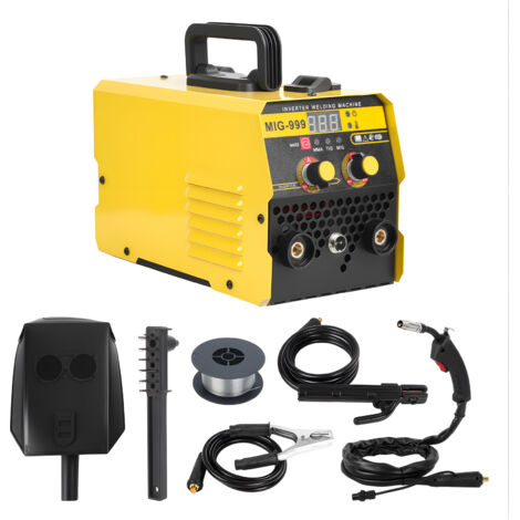 Poste à souder électrique, poste à souder MIG trois en un sous protection gazeuse, puissance nominale 5,5 kVA, 220 V, IP21, baguettes de soudage disponibles de 1,6 mm à 3,2 mm, jaune.