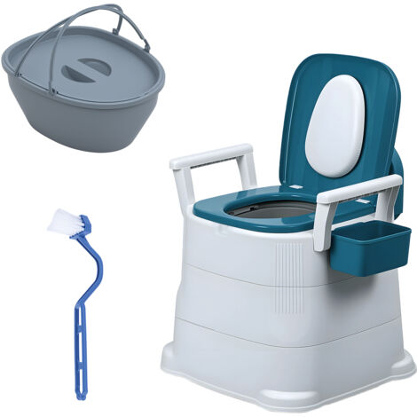 Toilettes mobiles, toilettes domestiques, avec repose-pieds antidérapants et accoudoirs, capacité de charge de 150 kg, 46×42×47 cm.