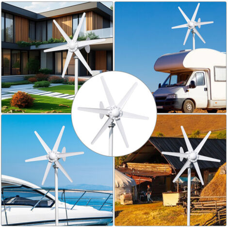FLASIDU - Générateur d'éolienne - puissance de 800 W - 6 pales - tension nominale 12/24 V - vitesse du vent au démarrage 1 m/s