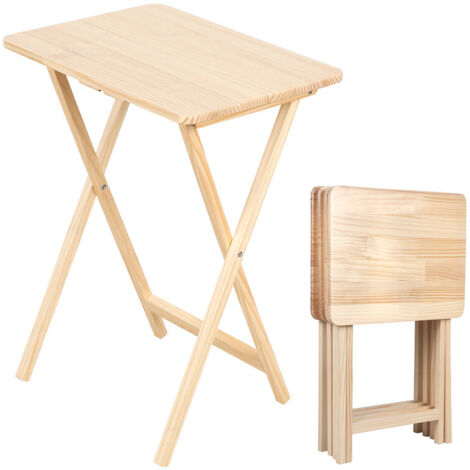 FLASIDU - Table d'appoint - Table de salle à manger pliante - Ensemble de quatre pièces - Bois de pin - Design minimaliste moderne - Dimensions d'une table : 48,2 × 37 × 66 cm