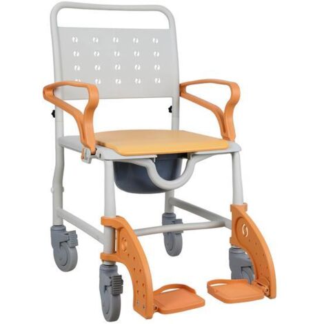 FLASIDU - Chaise de douche avec accoudoirs, design quatre en un, hauteur réglable, antirouille et anticorrosion, capacité de charge maximale 159 kg (1/2)