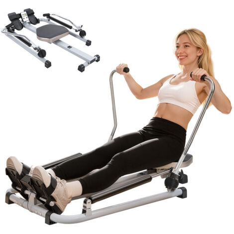 FLASIDU -Rameur hydraulique ultra-silencieux avec résistance réglable jusqu'à 50 kg, doté d'un écran LCD, d'un cadre en acier allié et de quatre pieds antidérapants
