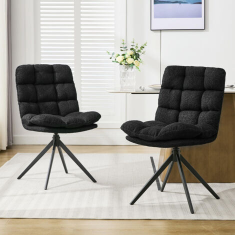 DYHOME Chaise de Salle à Manger 2 pièces, Chaise de Salle à Manger pivotante avec Coussin Amovible, Chaise de Cuisine rembourrée pour Salle à Manger, Salon, Bureau, Noir (1/5)