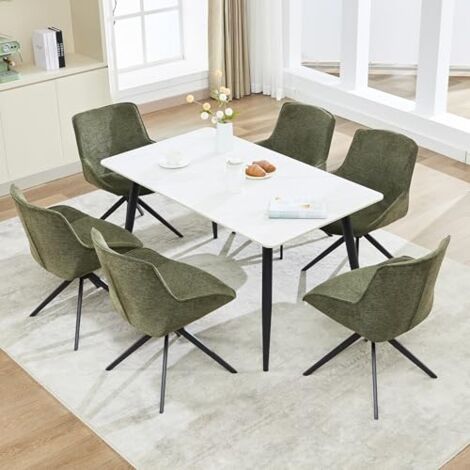Lot de 6 chaises rembourrées ergonomiques pivotantes – Métal résistant – Couleur verte – Pour salle à manger et espaces modernes (1/5)