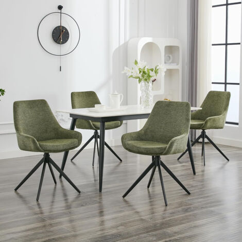 Lot de 4 chaises de salle à manger rembourrées – Ergonomiques pivotantes – Structure métal – Confort optimal – Pour repas prolongés