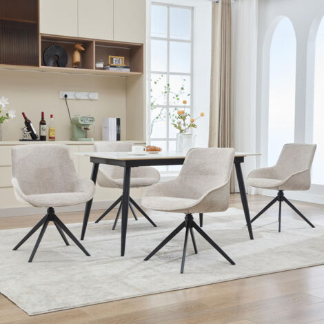 Lot de 4 chaises de salle à manger pivotantes – Rembourrage ergonomique en éponge haute densité – Structure métal résistante – Couleur gris