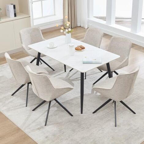 Lot de 6 chaises de salle à manger rembourrées – Design ergonomique pivotant – Structure métal résistante – Confort optimal gris (1/5)