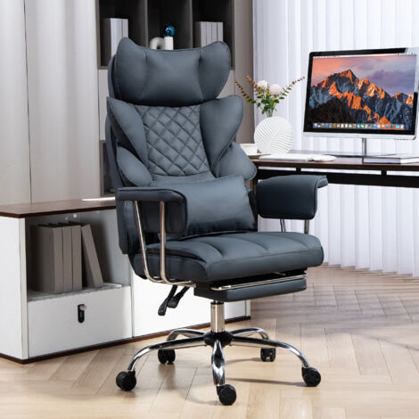 DYHOME Chaise de bureau à hauteur réglable en 3D avec accoudoirs épais et larges, 500LBS, chaise d'ordinateur en PU, noir (1/5)