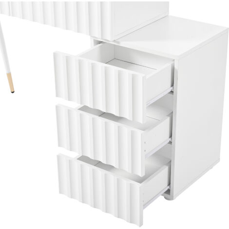 DYHOME Coiffeuse avec miroir LED et éclairage Cinq tiroirs spacieux Tabouret non inclus