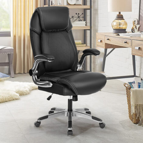 DYHOME Chaise de bureau, pivotante à 360°, dossier et accoudoirs réglables, capacité maximale de 180 kg, couleur noire (1/3)