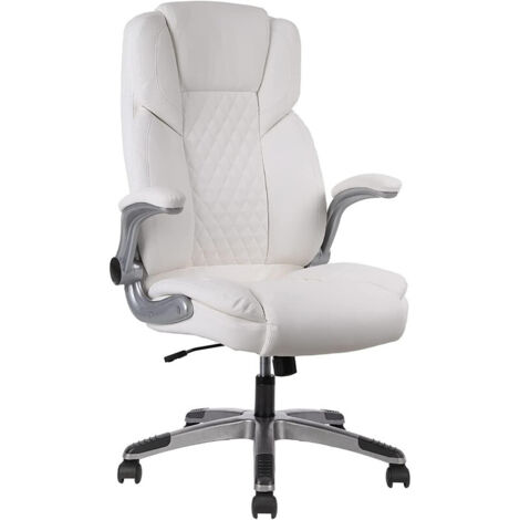 DYHOME Chaise de bureau, conception ergonomique,dossier et accoudoirs réglables, capacité maximale de 180 kg, couleur blanc (1/5)