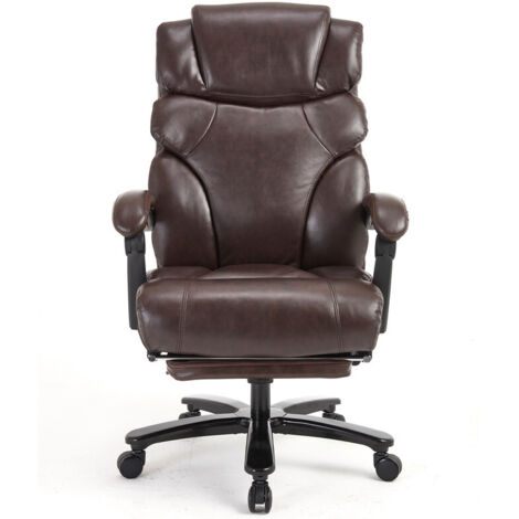 DYHOME Fauteuil chaise de bureau robuste, pivotante à 360°, réglable en hauteur, accoudoirs synchronisés avec repose-pieds, capacité maximale de 210 kg, marron (1/5)