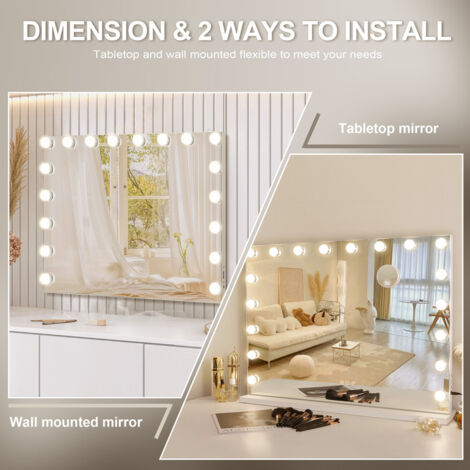 FENNIO LED Schminkspiegel, 50 X 81 Cm, Mit 3 Lichtmodi & Touch-Sensor – Großer Wickelspiegel Mit Seitenbeleuchtung