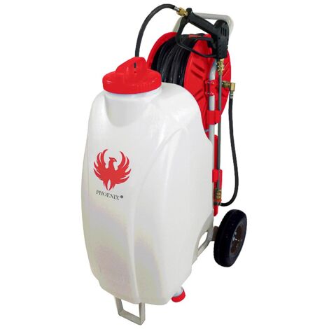 Phoenix – Pulvérisateur électrique 45L – Batterie, tuyau 30m, portée jet 10m – Châssis métallique renforcé, roues tout-terrain