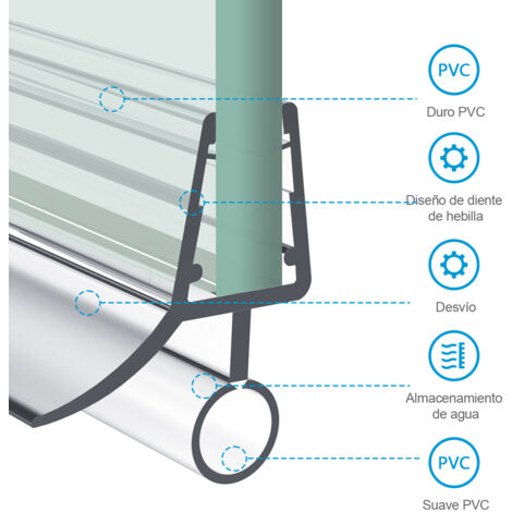 Heilmetz Junta de Ducha(L:60cm) Goma Junta de Estanqueidad para Cristal de 4-6 mm de Mampara de Ducha-Type.2