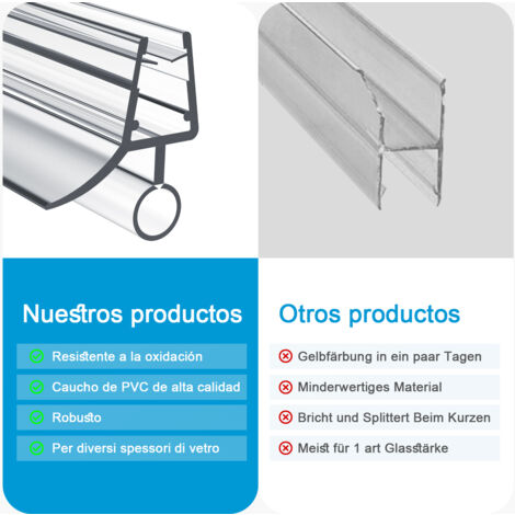 Heilmetz Junta de Ducha(L:60cm) Goma Junta de Estanqueidad para Cristal de 4-6 mm de Mampara de Ducha-Type.2