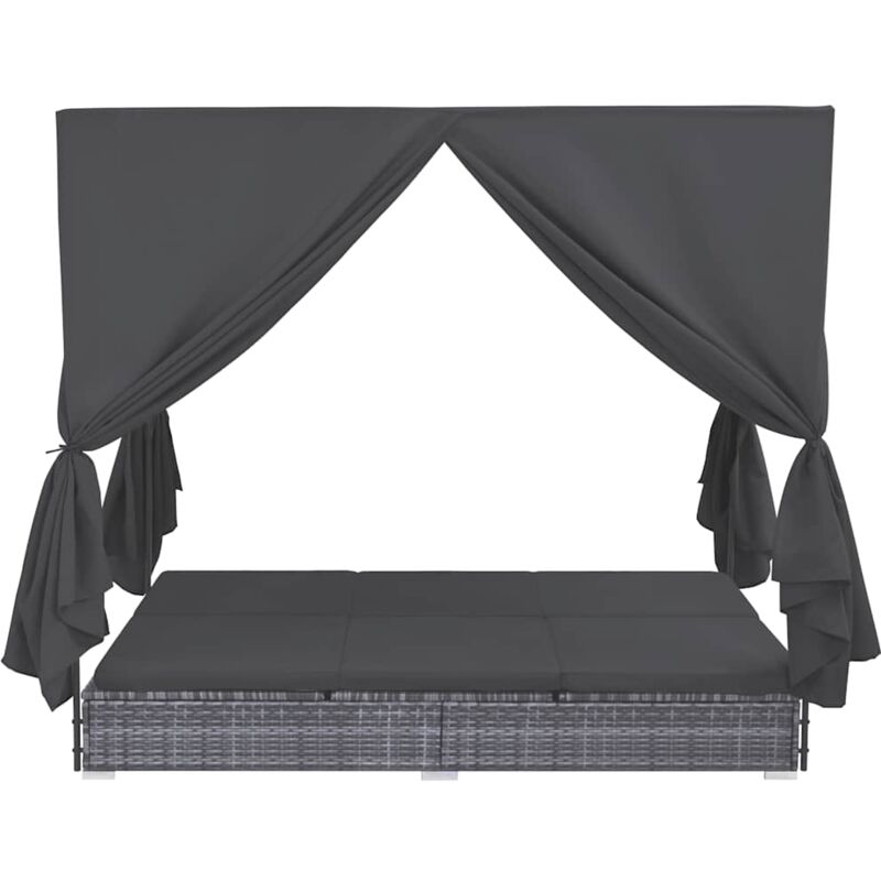 VidaXL Set Bistrot da Giardino 5pz Polyrattan e Vetro Temperato Grigio