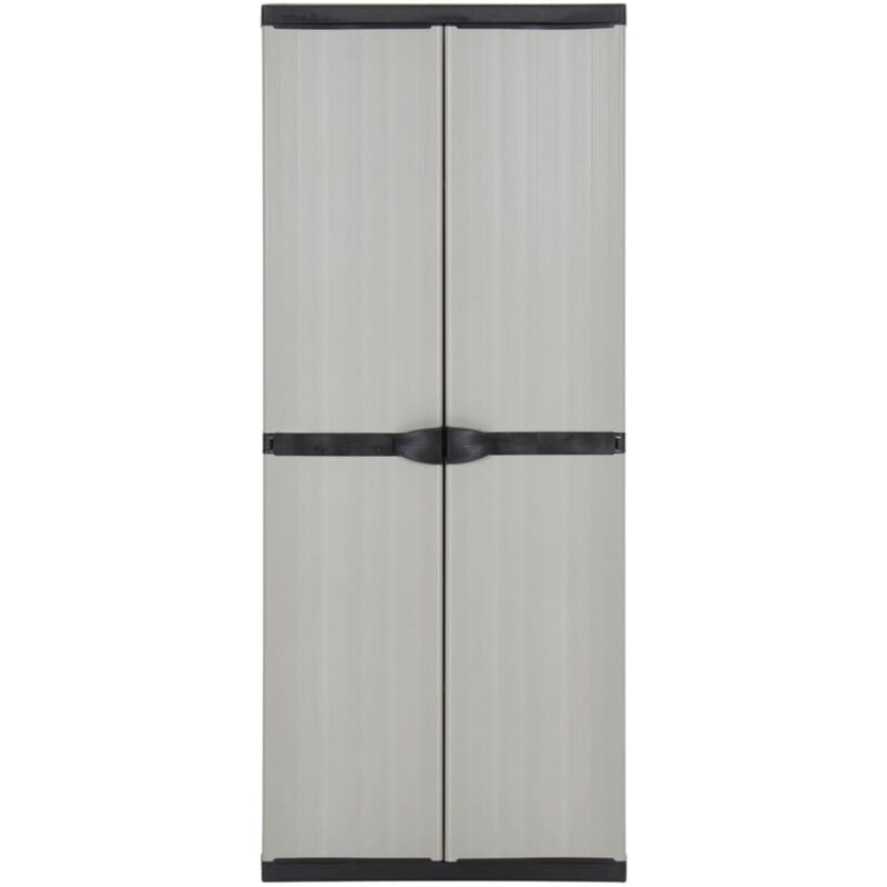 Armadietto Da Giardino 3 Ripiani In PVC – 34x40x168 Cm, Grigio E Nero, Pratico E Sicuro