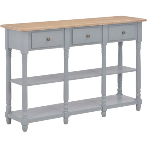 Leick Furniture Tavolino Incorporato In Legno - Finitura Grigio Fumo Lavato, Con Ripiano Espositivo, Soluzione Per Piccoli Spazi