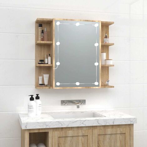 vidaXL Credenza con LED rovere artigianale 71 x 34.5 x 75 cm