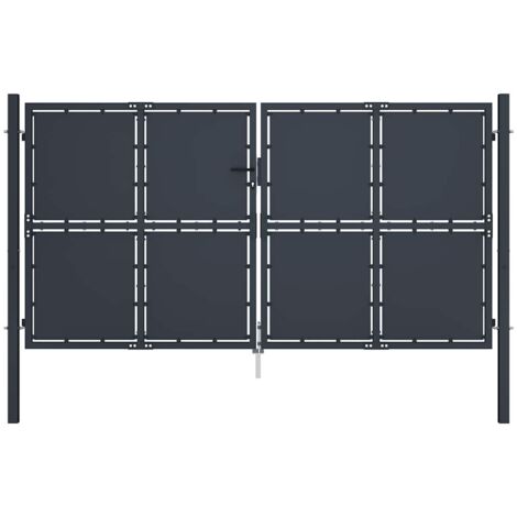 Cancello Da Giardino In Acciaio 300x125 Cm Antracite - Con Paletti E Serratura Per Esterni - Foto 9