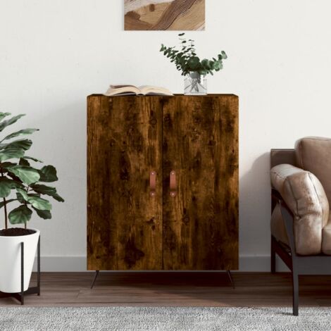 VidaXL Credenza Rovere Fumo 34,5x34x90 Cm – Legno Multistrato Con Anta In Vetro
