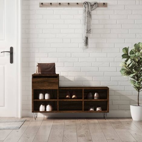 VIDAXL - Scarpiera 4 Cassetti Ribaltabili Rovere Marrone 100x34x112 Cm