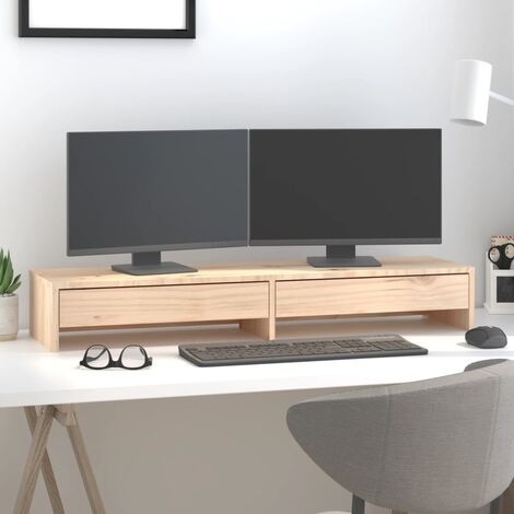 Supporto Per Monitor In Legno, Rialzo Per Monitor, Organizer Da Scrivania Ripiano Multifunzionale Per Monitor Con Vano Portaoggetti Doppio Strato Nero 85305110