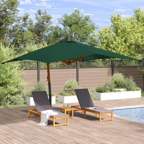 Ombrellone A Sbalzo Gecheer 300x400 Cm - Terracotta, Palo In Legno, Base A Croce, Con Manovella