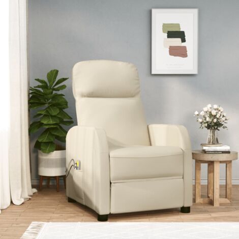 Poltrona Relax Massaggiante Elettrica Confort Imbottita Beige Per