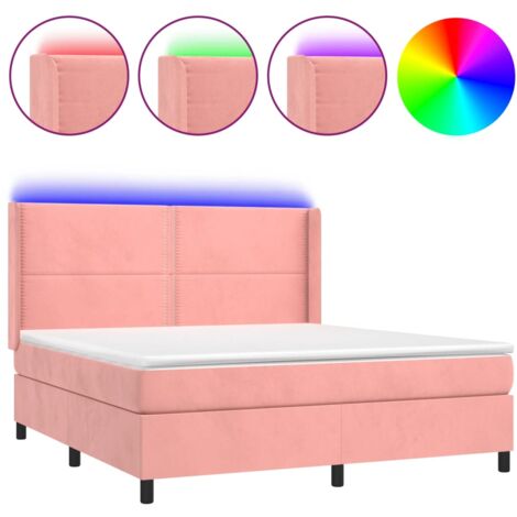 Furniture Limited Letto A Molle Con Materasso E Led Rosa