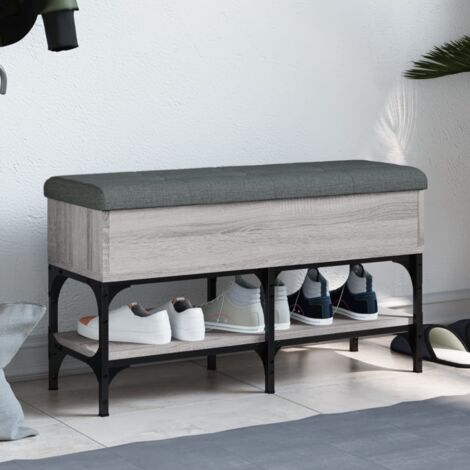 VidaXL Panca Porta Scarpe Con Cassetti E Ripiani - Grigio Sonoma 102x35x55 Cm - 2