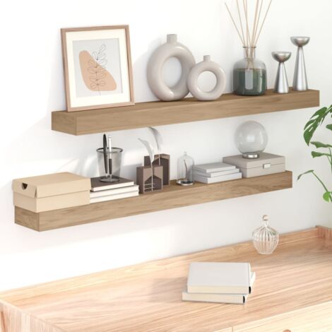 2 Mensole Galleggianti In Legno Smerlato 38 Cm - Scaffali Da Parete Per Libri E Decorazioni, Per Cameretta Bambini, Soggiorno, Camera Da Letto