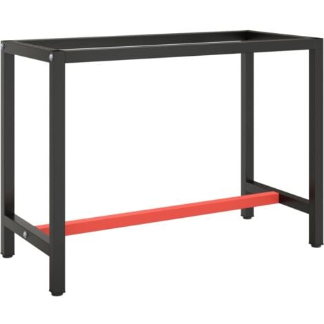 Telaio Per Banco Da Lavoro In Metallo - 150x57x79 Cm, Nero E Rosso, Piano Forato
