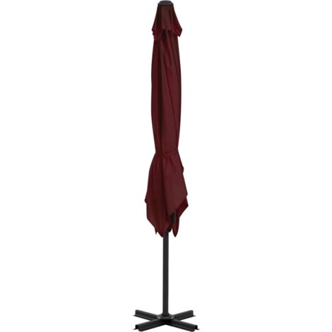 Ombrellone A Sbalzo Gecheer 300x400 Cm - Terracotta, Palo In Legno, Base A Croce, Con Manovella