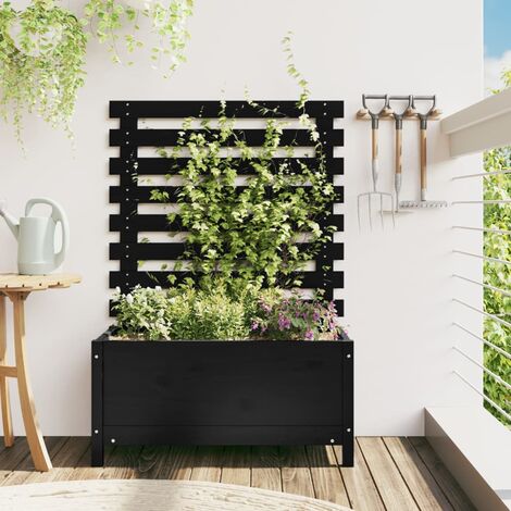 Fioriera Autoirrigante FCMP Outdoor – 2 Pezzi – Polietilene Nero – Stile Classico – Dimensioni 72x40x40 Cm