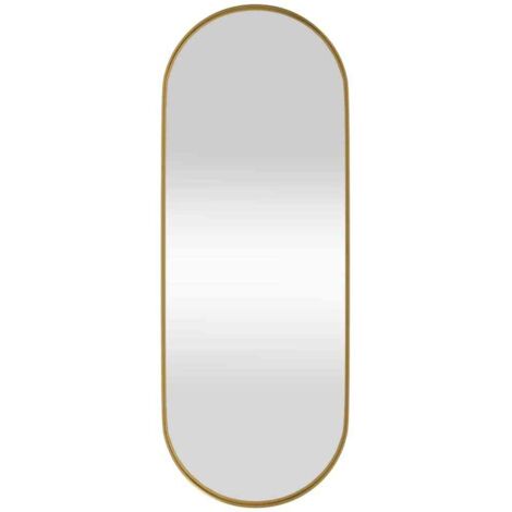 Specchio Ovale Dorato Bolrok 50x83 Cm – Metallico, Forma Pillola, Da Parete Verticale/Orizzontale