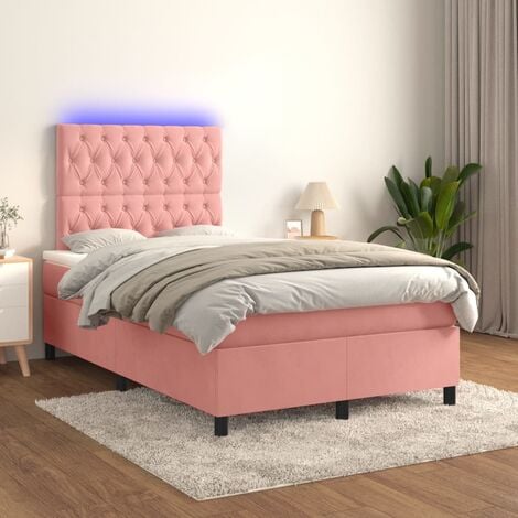 Furniture Limited Letto A Molle Con Materasso E LED Rosa