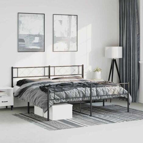 Letto matrimoniale con Testiera e Pediera Metallo Nero 150x200 cm CFW440284