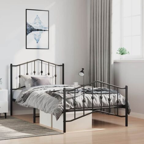 Letto Matrimoniale King Size In Metallo Con Testiera In Legno – Struttura Con Doghe, 31.5cm Sottotelaio, Vintage Marrone - 3