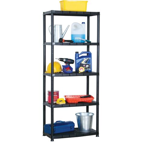 Furniture Limited - Scaffale a 5 Ripiani Nero 71x38x170 cm in